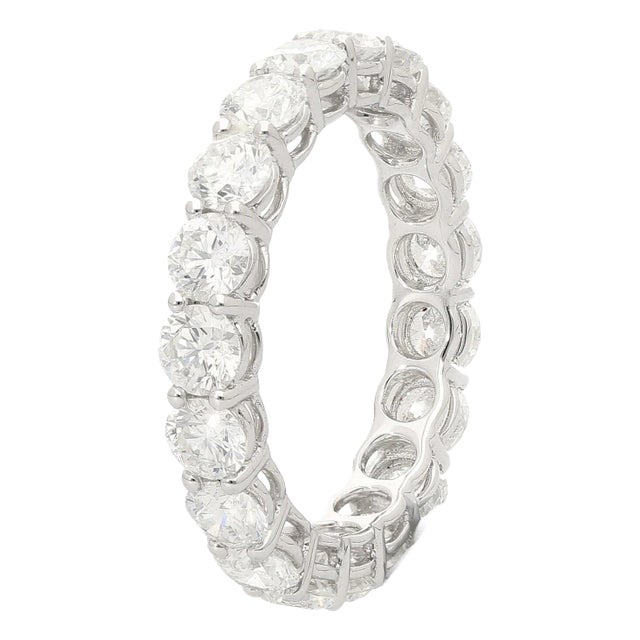 GIA Certified 5 Carat D/VS1 Diamond Wedding Eternity Band Ring in 18K White Gold For Sale