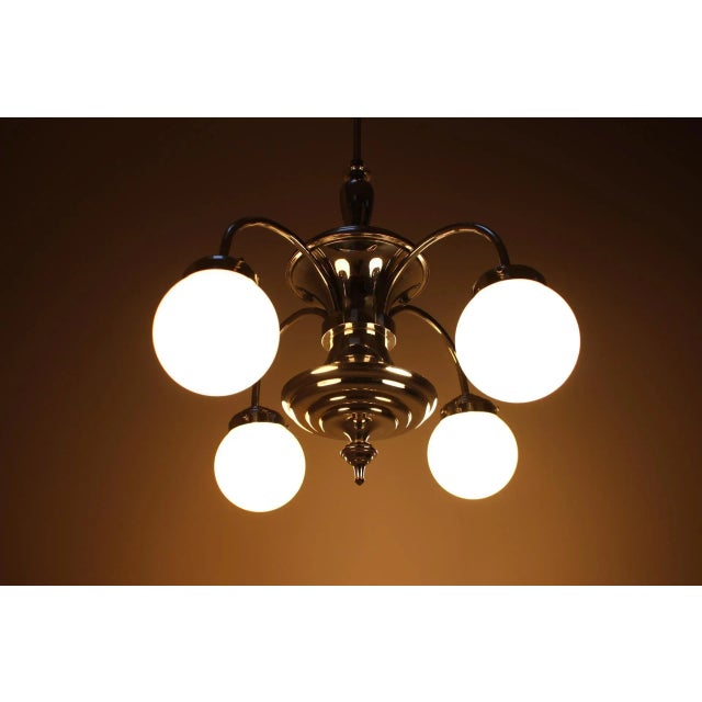 Metal Art Deco Chandelier, 1930s For Sale - Image 7 of 11