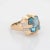 Modern 11ct Aquamarine Ring Vintage 14k Yellow Gold Square Cocktail Fine Jewelry size 7 For Sale - Image 3 of 7