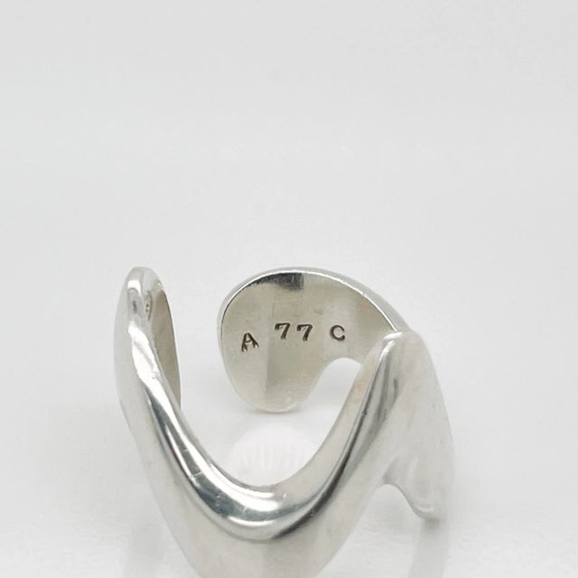Vintage Modernist Georg Jensen Sterling Silver Ring Model No. A 77 C by Ole Ishøj Size 5.5 For Sale - Image 9 of 10