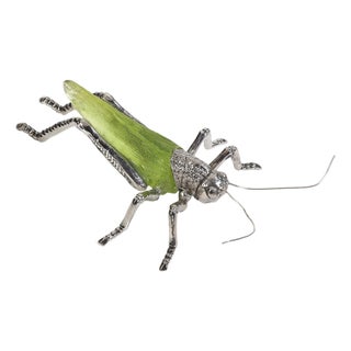 Decorative Green Grasshopper Figurines, Set of 2 For Sale