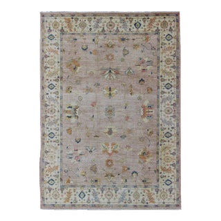 Keivan Woven Arts Angora Turkish Oushak Rug in Dusty Pink and Ivory 10'3 X 13'9 For Sale