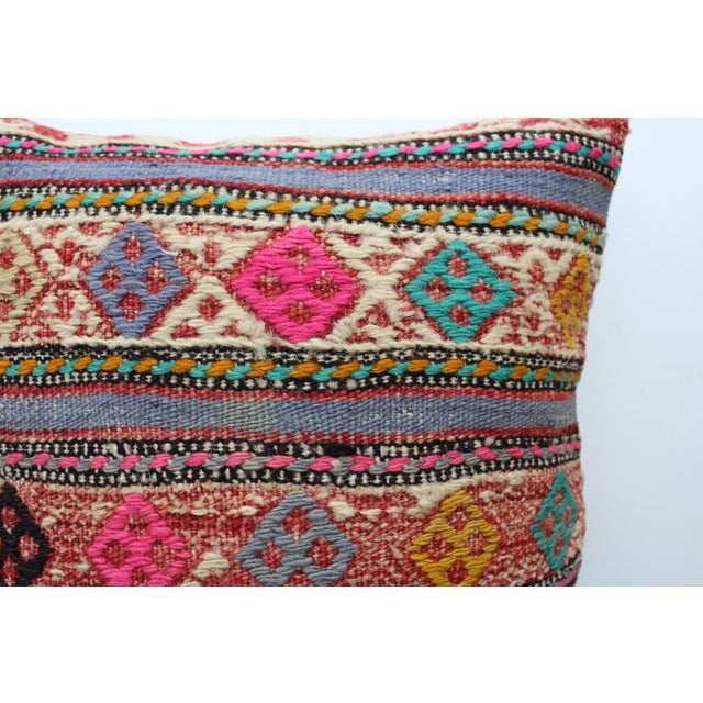 Mid-Century Modern Colorful Turkish Kilim Decorative Pillow Cover - 13"x15" For Sale - Image 3 of 11