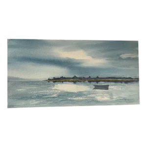 Nancy Smith Signed Original Watercolor Seascape “Lone Boat”
