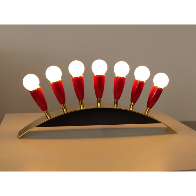 Gold Mid-Century Brass Lamp, 1950s For Sale - Image 8 of 8