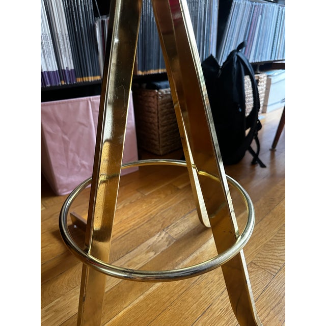 Four 1970s Brown Velvet Barstools For Sale - Image 4 of 9