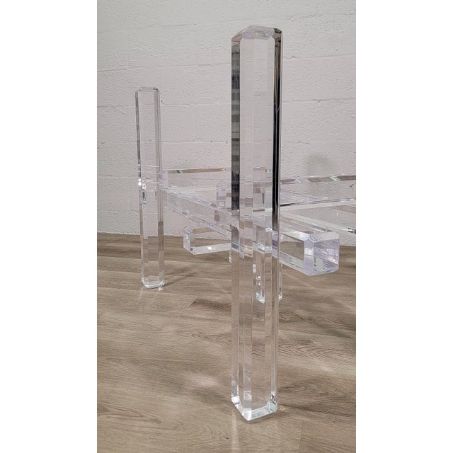 Plastic Lucite Skyscraper Column Geometric Dining Table or Desk Base For Sale - Image 7 of 9