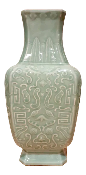 Late 19th Century Chinese Longquan Kiln Celadon Four Sided Vase