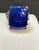 Metal 15 Ct Emerald cut Natural Lapis Lazuli Ring in 14 Kt Yellow Gold, Estate Size 7 For Sale - Image 7 of 18