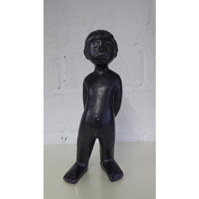 Ceramic Boy Sculpture attributed to Elie Van Damme for Perignem, 1960s For Sale - Image 15 of 15