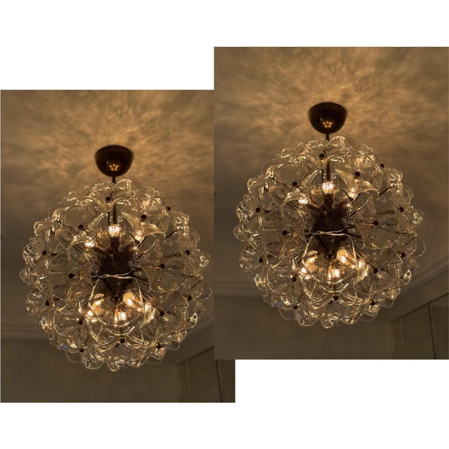 Italian Murano Glass Chandeliers with Floral Prisms, Set of 2 For Sale - Image 10 of 10