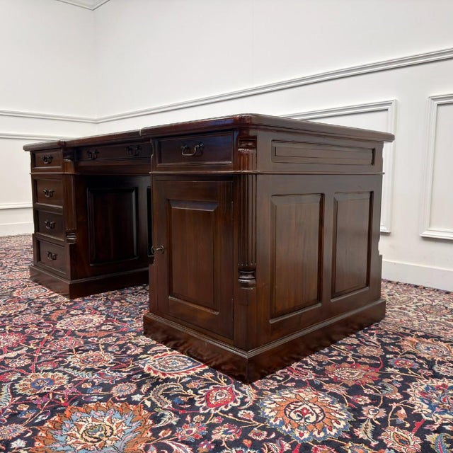English Desk and Desk Chairs, Set of 3 For Sale - Image 5 of 18