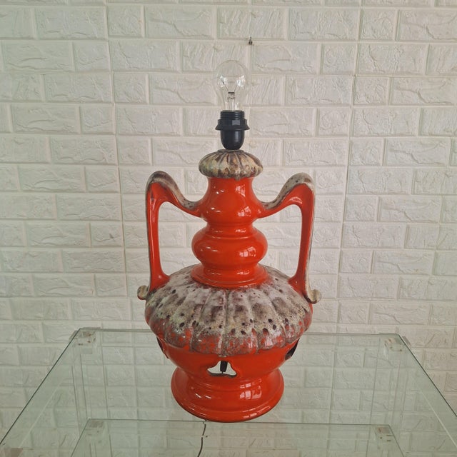 Vintage Fat Lava Ceramic Lamp, West Germany, 1960s For Sale - Image 4 of 17