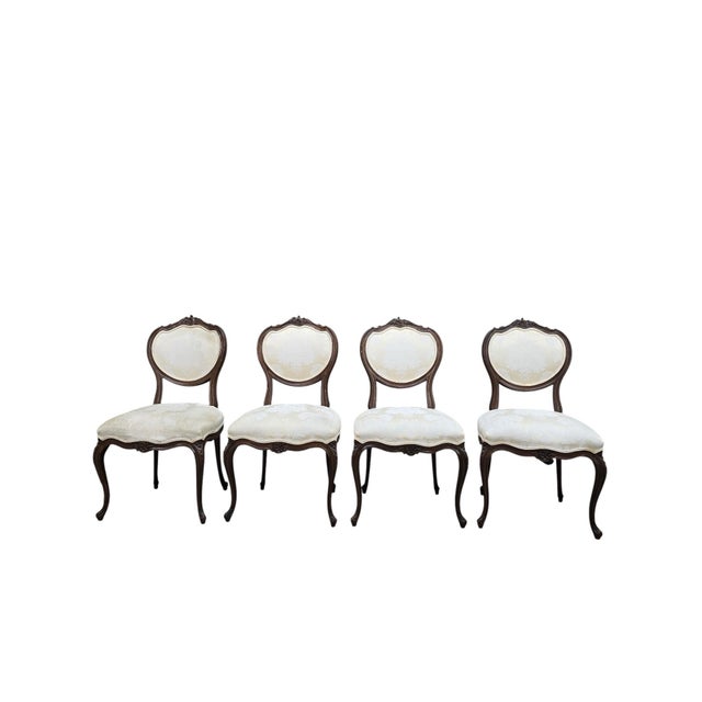 French Provincial Vintage French Louis XV Style Walnut Dining Chairs – Set of 6 For Sale - Image 3 of 11