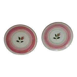 Mid Century Stangl Pottery Wild Rose Saucer Plates- Set of 2