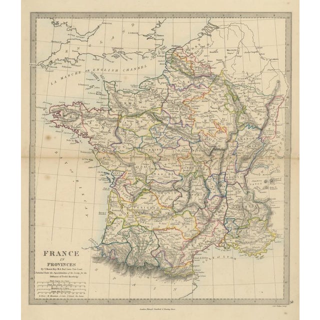 Antique Map of France in Provinces by T. Hewett Key, 1858 For Sale - Image 9 of 9
