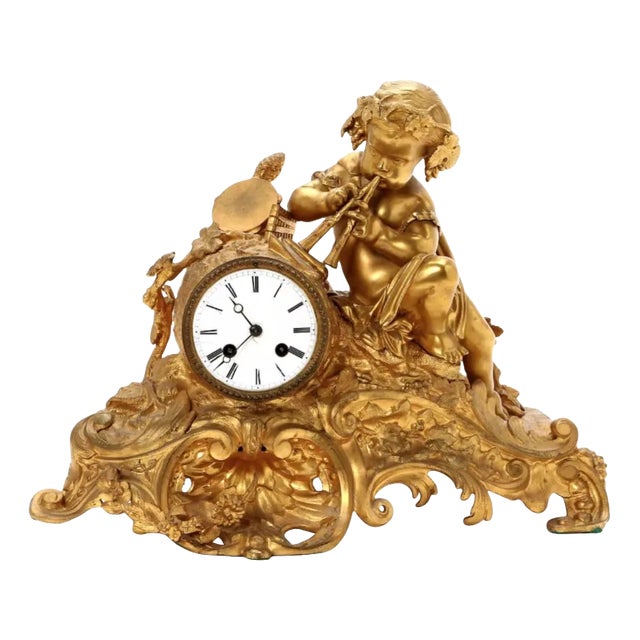 Gilded Bronze Mantel Clock For Sale