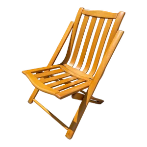 Vintage Swedish Modern Folding Wooden Slat Chair