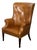 English Brown Leather Wingback Chair with Brass Nailhead Trim, circa 1930-1940 For Sale