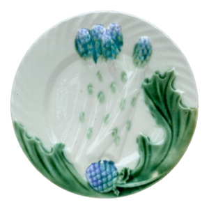 19th Century French Majolica Asparagus Plate Salins