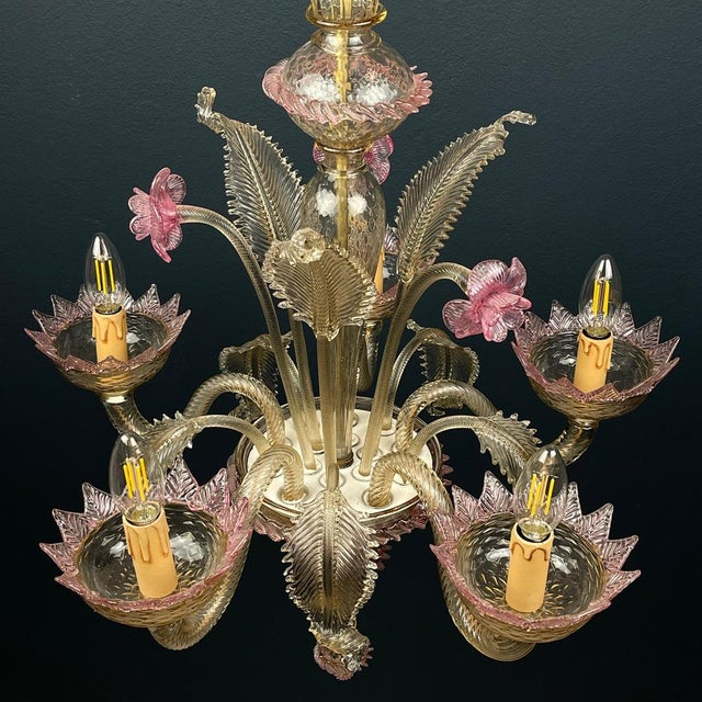 Murano Chandelier in Pink and Clear, Italy, 1980s For Sale - Image 4 of 15