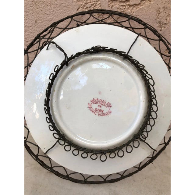 Late 19th Century Late 19th Century French Majolica Wire Basket Gien For Sale - Image 5 of 5