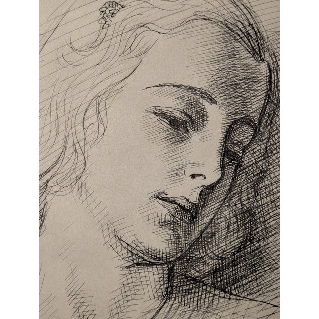An original cross-hatch sketch by mid-century San Francisco artist Clyde Follett Seavey. The sophisticated portrait head...
