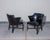 William " Billy " Haines Pair of Vintage Black Vinyl Barrel Back Club Armchairs With Nailhead Trim For Sale - Image 4 of 15
