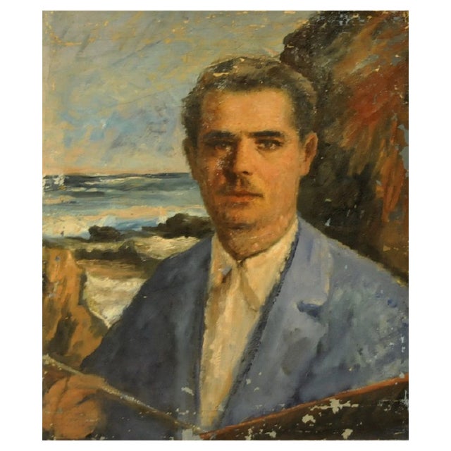 Giovanni Malesci, Self-Portrait, 1925, Oil on Panel For Sale
