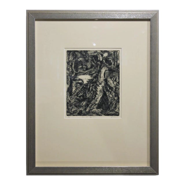 J. M. Dunn "Here She Is" Black and White Abstract Lithograph Edition 1 of 4 20th Century For Sale