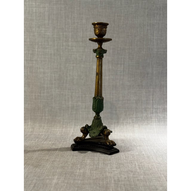 Metal 19th Century Italian Gilt Bronze and Patinated Brass Neoclassical Candlestick For Sale - Image 7 of 9