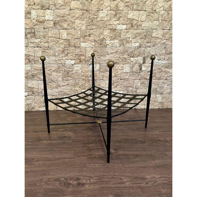 New Black Wrought Iron Curule Bench with Gold Details For Sale - Image 18 of 18