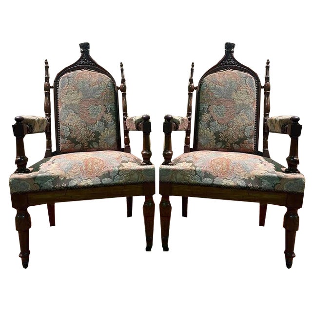 Set of Gothic Style Armchairs For Sale