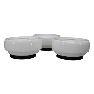 Mid-Century Black Flush Mount Lights, 1970s, Set of 3 For Sale