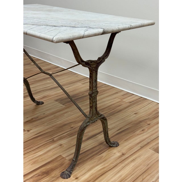 Early 20th Century Antique French Style Marble Top Cast Iron Bistro Table For Sale - Image 5 of 16