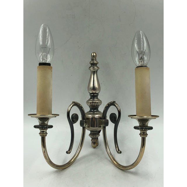Chandelier and Wall Sconces in Silver and Crystal Glass, 1940s, Set of 3 For Sale - Image 17 of 18