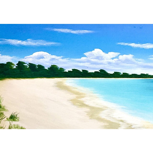 Original acrylic painting on canvas of Grace Bay in Turks and Caicos. The artwork depicts the tranquil, tropical landscape...