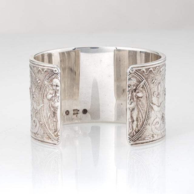 Tiffany and Co. Tiffany & Co Makers Wide Cuff Bracelet Japanese Pattern Sterling Silver For Sale - Image 4 of 5