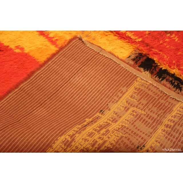 Yellow Nazmiyal Collection Vintage Swedish Shag Rya Rug For Sale - Image 8 of 8