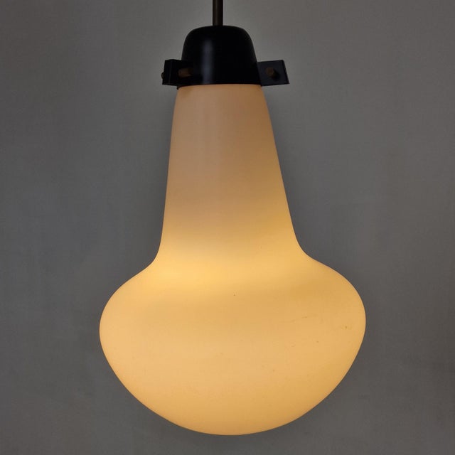 Mid-Century Pendant in Milk Glass and Brass from Stilnovo, Italy, 1960s For Sale - Image 9 of 11
