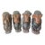 Vintage Large Hand Carved Wise Monkeys Sculpture Set With Rare Fourth Monkey For Sale