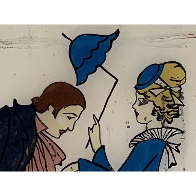 Art Deco Reverse Painted Glass Victorian Courting Scene Picture for your consideration. The picture measures approx. 10...