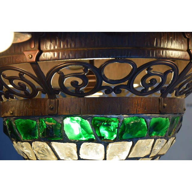 Stunning 1920's brass and glass ceiling lamp most probably produced by the dutch manufacturer Gispen. Up to 250V...