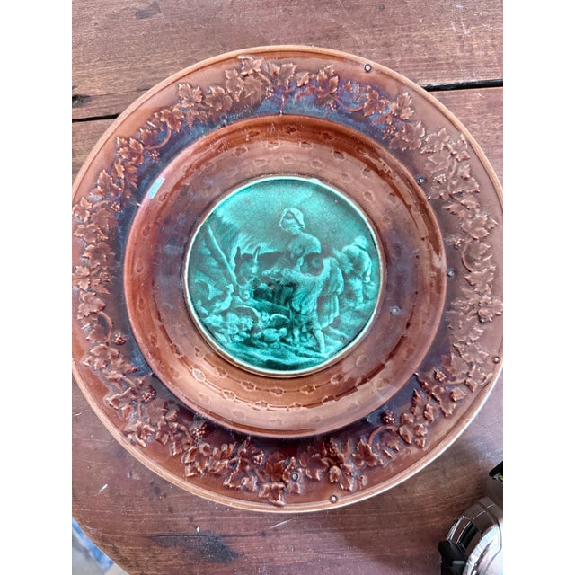 Set of 4 Antique Plates & Cake Stand With Classical Figural Medallions, C. 1900 For Sale - Image 4 of 12