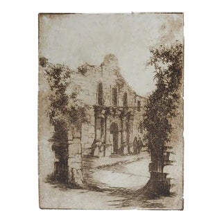 Vintage Early 20th Century Alamo Etching For Sale