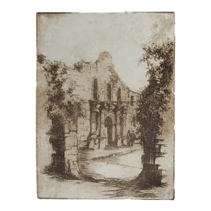 Vintage Early 20th Century Alamo Etching
