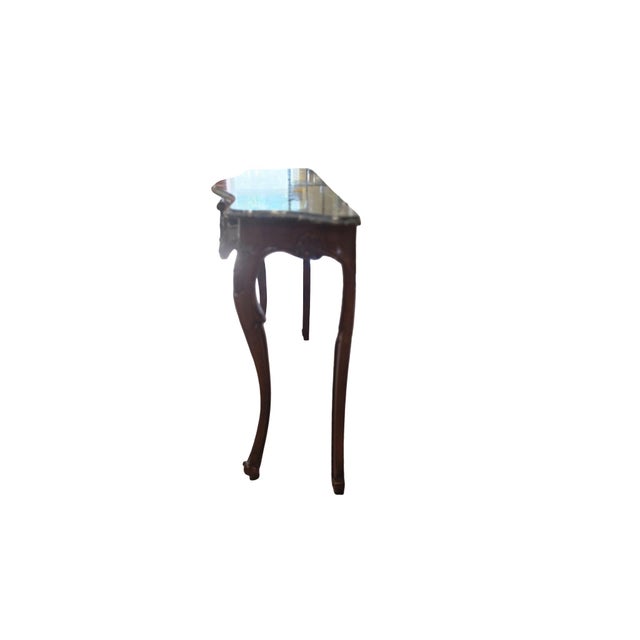 Late 20th Century Sherrill Made in Italy Carved Wood & Marble Console Table For Sale - Image 4 of 10