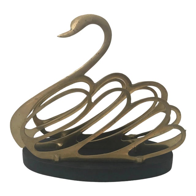 Brass Swan Letter Book Magazine Holder For Sale