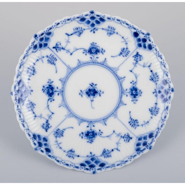 Ceramic Blue Fluted Full Lace Coffee Cups with Saucers from Royal Copenhagen, 1960s, Set of 16 For Sale - Image 7 of 9