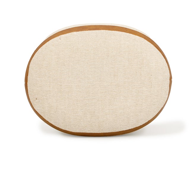 Huche Cotton Jute and Vegan Leather Oval Ottoman For Sale In Los Angeles - Image 6 of 7